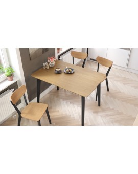 ROXY Natural hrast/crni okvir - PRAVOKUTNI DRVENI STOL ZA RETRO KUHINJE/BLAGOVAONICU