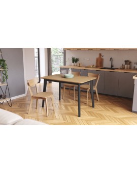 ROXY Natural hrast/crni okvir - PRAVOKUTNI DRVENI STOL ZA RETRO KUHINJE/BLAGOVAONICU