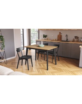 ROXY Natural hrast/crni okvir - PRAVOKUTNI DRVENI STOL ZA RETRO KUHINJE/BLAGOVAONICU