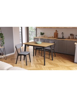 ROXY Natural hrast/crni okvir - PRAVOKUTNI DRVENI STOL ZA RETRO KUHINJE/BLAGOVAONICU