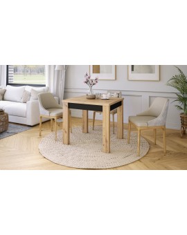 FONTE Hrast Artisan/ Crni Mat-  KLASIČNI I TRADICIONALNI STOL ZA BLAGOVAONU/ DNEVNU SOBU  110X75 SKLOPIVI DO 155 CM!