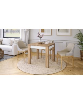 FONTE Hrast Wotan/ Bijeli Mat-  KLASIČNI I TRADICIONALNI STOL ZA BLAGOVAONU/ DNEVNU SOBU  110X75 SKLOPIVI DO 155 CM!