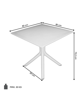 FLAVIO 80x80 Svijetli Sivi (Pepeljasti) - MODERNI, KVADRATNI, VRTNI STOL (za kuhinju, kafić, vrt)