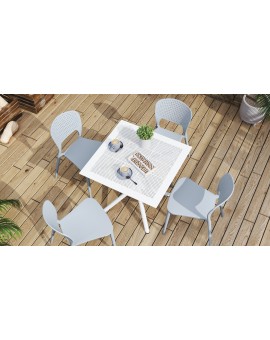 FLAVIO 80x80 Bijeli - MODERNI, KVADRATNI, VRTNI STOL (za kuhinju, kafić, vrt)