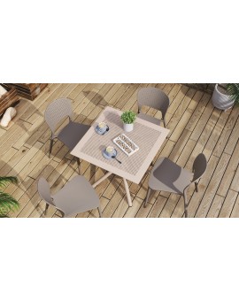 FLAVIO 80x80 Bež - MODERNI, KVADRATNI, VRTNI STOL (za kuhinju, kafić, vrt)