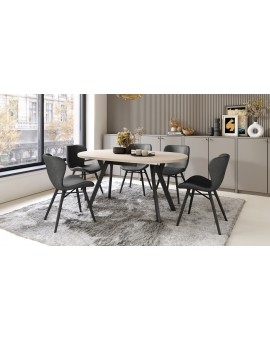 ALMO Bež/noge crne  – OKRUGLI, RAZVLAČNI LOFT/INDUSTRIJALNI STOL ZA DNEVNI BORAVAK/BLAGOVAONICU