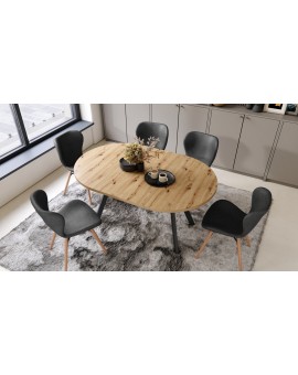 ALDO Artisan Hrast/ noge crne  – OKRUGLI, RAZVLAČNI LOFT/INDUSTRIJALNI STOL ZA DNEVNI BORAVAK/BLAGOVAONICU