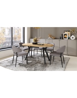 ALDO Artisan Hrast/ noge crne  – OKRUGLI, RAZVLAČNI LOFT/INDUSTRIJALNI STOL ZA DNEVNI BORAVAK/BLAGOVAONICU