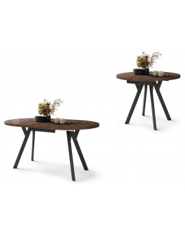 ALMO Hrast Smeđi / noge crne – OKRUGLI, RAZVLAČNI LOFT/INDUSTRIJALNI STOL ZA DNEVNI BORAVAK/BLAGOVAONICU