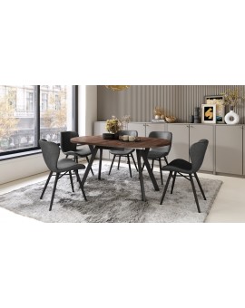 ALMO Hrast Smeđi / noge crne – OKRUGLI, RAZVLAČNI LOFT/INDUSTRIJALNI STOL ZA DNEVNI BORAVAK/BLAGOVAONICU