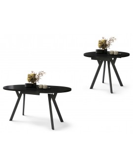 ALMO Crni/noge crne – OKRUGLI, RAZVLAČNI LOFT/INDUSTRIJALNI STOL ZA DNEVNI BORAVAK/BLAGOVAONICU