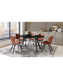 ALMO Crni/noge crne – OKRUGLI, RAZVLAČNI LOFT/INDUSTRIJALNI STOL ZA DNEVNI BORAVAK/BLAGOVAONICU