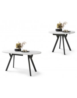 ALMO Bijeli Mat/noge crne – OKRUGLI, RAZVLAČNI LOFT/INDUSTRIJALNI STOL ZA DNEVNI BORAVAK/BLAGOVAONICU