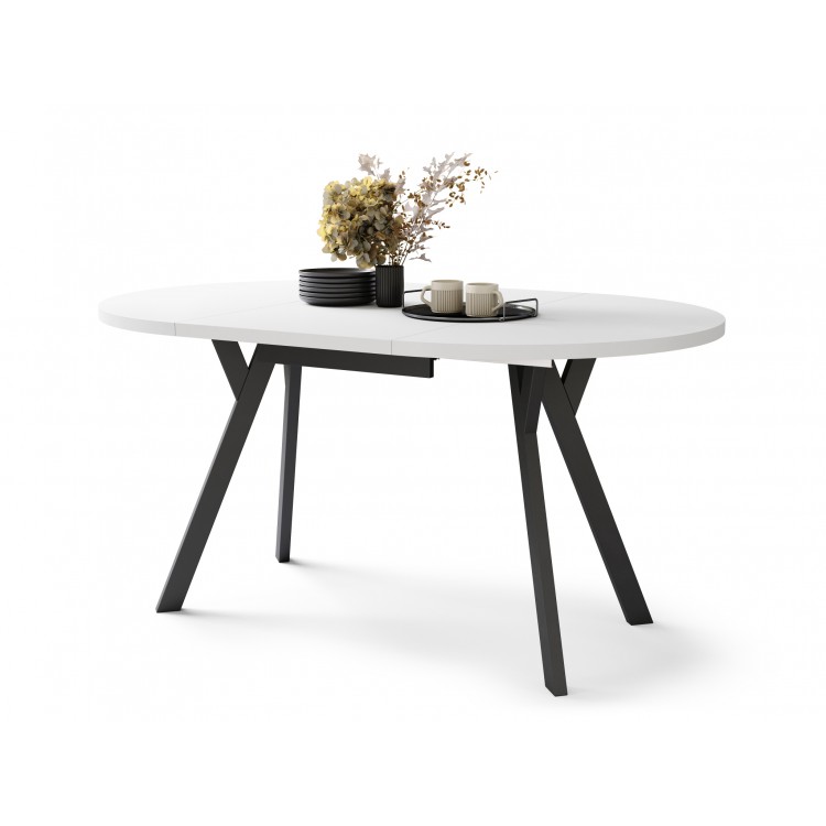 ALMO Bijeli Mat/noge crne – OKRUGLI, RAZVLAČNI LOFT/INDUSTRIJALNI STOL ZA DNEVNI BORAVAK/BLAGOVAONICU
