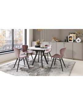 ALMO Bijeli Mat/noge crne – OKRUGLI, RAZVLAČNI LOFT/INDUSTRIJALNI STOL ZA DNEVNI BORAVAK/BLAGOVAONICU