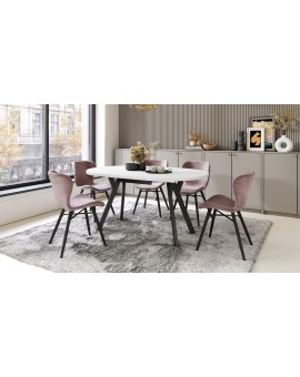 ALMO Bijeli Mat/noge crne – OKRUGLI, RAZVLAČNI LOFT/INDUSTRIJALNI STOL ZA DNEVNI BORAVAK/BLAGOVAONICU