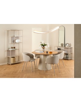 CLARA Bež (tkanina Basel 24)/bež noge – MODERNA, TAPECIRANA, ZAOBLJENA STOLICA ZA DNEVNI BORAVAK/BLAGOVAONICU/URED tipa LOFT
