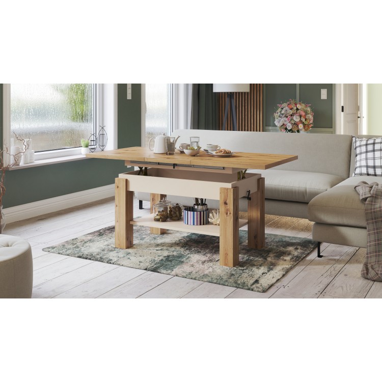 ASTORIA dub artisan / béžová, rozkládací konferenční stolek ASTORIA dub artisan / béžová, rozkládací konferenční stolek