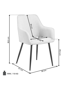 VERA Svijetlo siva Taupe (tkanina Basel 34) - MODERNA TAPECIRANA STOLICA ZA DNEVNI BORAVAK/BLAGOVAONICU tipa LOFT