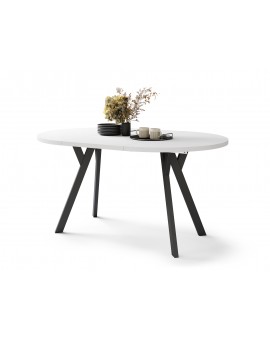 ALMO 100 Matné biele/čierne nohy - OKRÚHLY LOFTOVÝ/INDUSTRIÁLNY ROZKLADACÍ STÔL DO OBÝVAČKY/JEDÁLNE