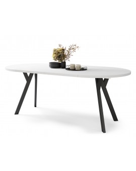 ALMO 100 Bijeli Mat/noge crne – OKRUGLI, RAZVLAČNI LOFT/INDUSTRIJALNI STOL ZA DNEVNI BORAVAK/BLAGOVAONICU