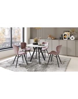 ALMO 100 Bijeli Mat/noge crne – OKRUGLI, RAZVLAČNI LOFT/INDUSTRIJALNI STOL ZA DNEVNI BORAVAK/BLAGOVAONICU