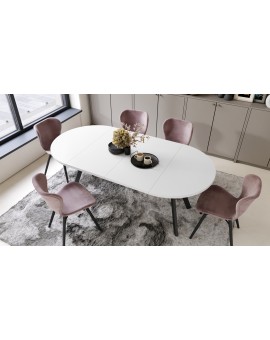 ALMO 100 Bijeli Mat/noge crne – OKRUGLI, RAZVLAČNI LOFT/INDUSTRIJALNI STOL ZA DNEVNI BORAVAK/BLAGOVAONICU