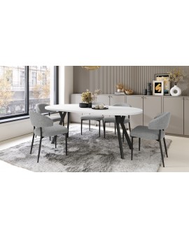 ALMO 100 Bijeli Mat/noge crne – OKRUGLI, RAZVLAČNI LOFT/INDUSTRIJALNI STOL ZA DNEVNI BORAVAK/BLAGOVAONICU