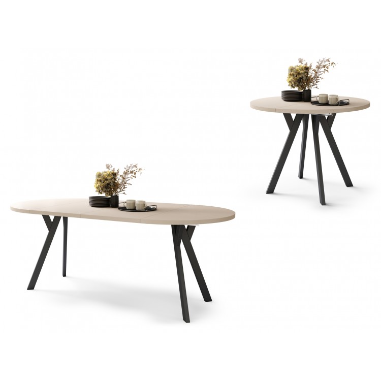 ALMO 100 Bež/noge crne  – OKRUGLI, RAZVLAČNI LOFT/INDUSTRIJALNI STOL ZA DNEVNI BORAVAK/BLAGOVAONICU