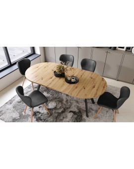 ALDO 100 Artisan Hrast/ noge crne  – OKRUGLI, RAZVLAČNI LOFT/INDUSTRIJALNI STOL ZA DNEVNI BORAVAK/BLAGOVAONICU