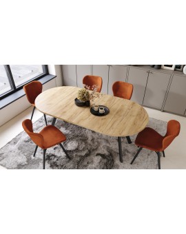 ALMO 100 Hrast Craft Zlatni/noge crne – OKRUGLI, RAZVLAČNI LOFT/INDUSTRIJALNI STOL ZA DNEVNI BORAVAK/BLAGOVAONICU