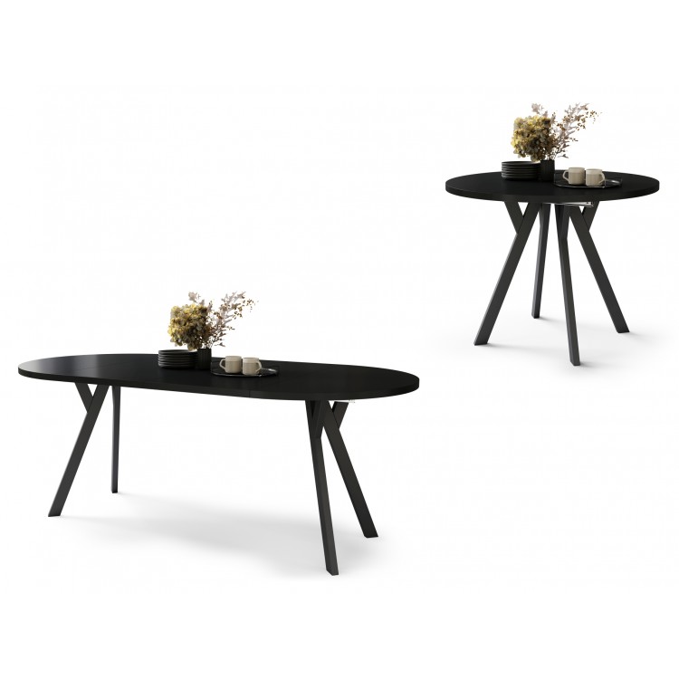 ALMO 100 Crni/noge crne – OKRUGLI, RAZVLAČNI LOFT/INDUSTRIJALNI STOL ZA DNEVNI BORAVAK/BLAGOVAONICU