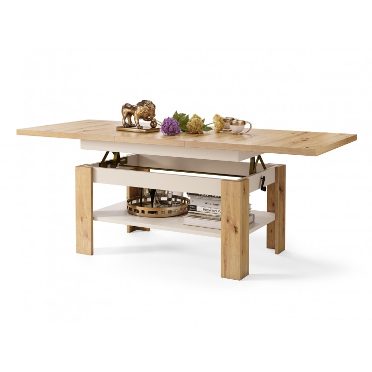 RIO hrast artisan / bež - STOLIĆ ZA KAVU, SKLOPLIV S FUNKCIJOM PODIZANJA PLOČE STOLA RIO hrast artisan / bež - STOLIĆ ZA KAVU, SKLOPLIV S FUNKCIJOM PODIZANJA PLOČE STOLA