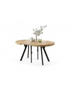 EXPANSO Hrast Artisan/crne noge - VELIKI, OKRUGLI STOL Ø110 SKLOPIVI DO 310 cm, S NOGAMA Y LOFT/INDUSTRIJALNI