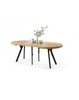 EXPANSO Hrast Artisan/crne noge - VELIKI, OKRUGLI STOL Ø110 SKLOPIVI DO 310 cm, S NOGAMA Y LOFT/INDUSTRIJALNI