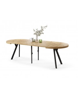 EXPANSO Hrast Artisan/crne noge - VELIKI, OKRUGLI STOL Ø110 SKLOPIVI DO 310 cm, S NOGAMA Y LOFT/INDUSTRIJALNI