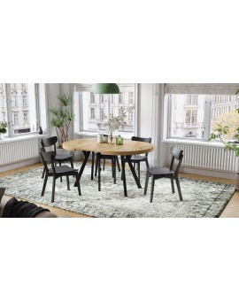 EXPANSO Hrast Artisan/crne noge - VELIKI, OKRUGLI STOL Ø110 SKLOPIVI DO 310 cm, S NOGAMA Y LOFT/INDUSTRIJALNI
