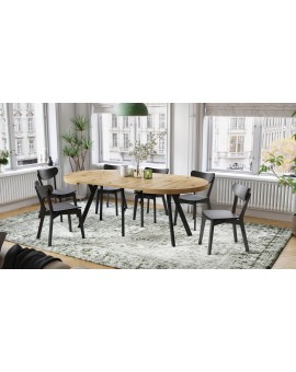 EXPANSO Hrast Artisan/crne noge - VELIKI, OKRUGLI STOL Ø110 SKLOPIVI DO 310 cm, S NOGAMA Y LOFT/INDUSTRIJALNI
