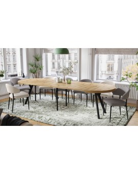 EXPANSO Hrast Artisan/crne noge - VELIKI, OKRUGLI STOL Ø110 SKLOPIVI DO 310 cm, S NOGAMA Y LOFT/INDUSTRIJALNI