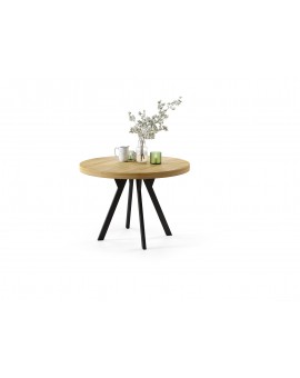 EXPANSO Dub Americký / čierne nohy - VEĽKÝ OKRÚHLY STÔL Ø110 ROZKLADACÍ AŽ DO 310 cm S NOHAMI Y LOFTOVÝ / INDUSTRIÁLNY