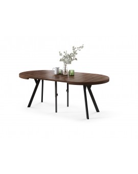 EXPANSO Dub Hnedý / čierne nohy - VEĽKÝ OKRÚHLY STÔL Ø110 ROZKLADACÍ AŽ DO 310 cm S NOHAMI Y LOFTOVÝ / INDUSTRIÁLNY