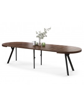 EXPANSO Hrast Smeđi/crne noge - VELIKI, OKRUGLI STOL Ø110 SKLOPIVI DO 310 cm, S NOGAMA Y LOFT/INDUSTRIJALNI