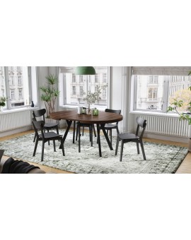 EXPANSO Hrast Smeđi/crne noge - VELIKI, OKRUGLI STOL Ø110 SKLOPIVI DO 310 cm, S NOGAMA Y LOFT/INDUSTRIJALNI