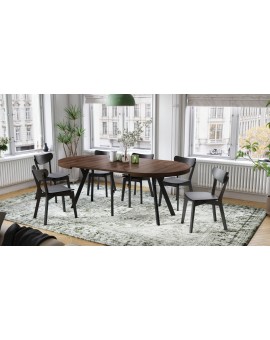 EXPANSO Hrast Smeđi/crne noge - VELIKI, OKRUGLI STOL Ø110 SKLOPIVI DO 310 cm, S NOGAMA Y LOFT/INDUSTRIJALNI