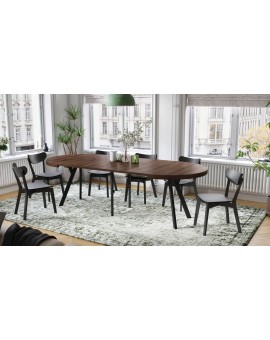 EXPANSO Hrast Smeđi/crne noge - VELIKI, OKRUGLI STOL Ø110 SKLOPIVI DO 310 cm, S NOGAMA Y LOFT/INDUSTRIJALNI