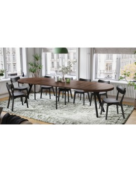EXPANSO Hrast Smeđi/crne noge - VELIKI, OKRUGLI STOL Ø110 SKLOPIVI DO 310 cm, S NOGAMA Y LOFT/INDUSTRIJALNI