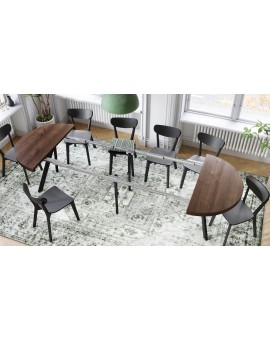 EXPANSO Dub Hnedý / čierne nohy - VEĽKÝ OKRÚHLY STÔL Ø110 ROZKLADACÍ AŽ DO 310 cm S NOHAMI Y LOFTOVÝ / INDUSTRIÁLNY