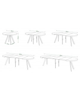 VITO Crni Mat/crne noge - VELIKI, OKRUGLI STOL Ø110 SKLOPIVI DO 310 cm, S NOGAMA Y LOFT/INDUSTRIJALNI