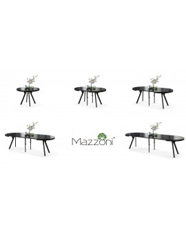 EXPANSO Crni Mat/crne noge - VELIKI, OKRUGLI STOL Ø110 SKLOPIVI DO 310 cm, S NOGAMA Y LOFT/INDUSTRIJALNI