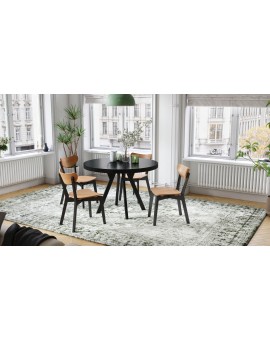 EXPANSO Crni Mat/crne noge - VELIKI, OKRUGLI STOL Ø110 SKLOPIVI DO 310 cm, S NOGAMA Y LOFT/INDUSTRIJALNI